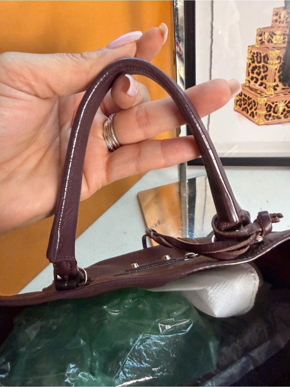 Balenciaga Papier Mini A4 Tote Burgundy Leather Crossbody - Picture 9 of 15